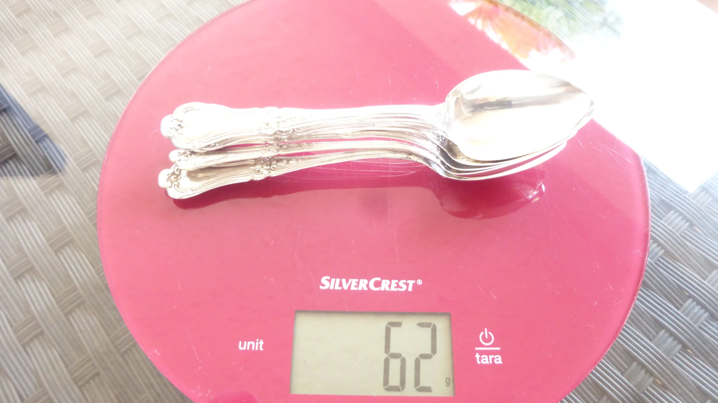 Küchenwaage alle Löffel zusammen ca. 62 g