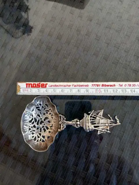 Antikes silbernes Teesieb England Länge ca. 12,5 cm