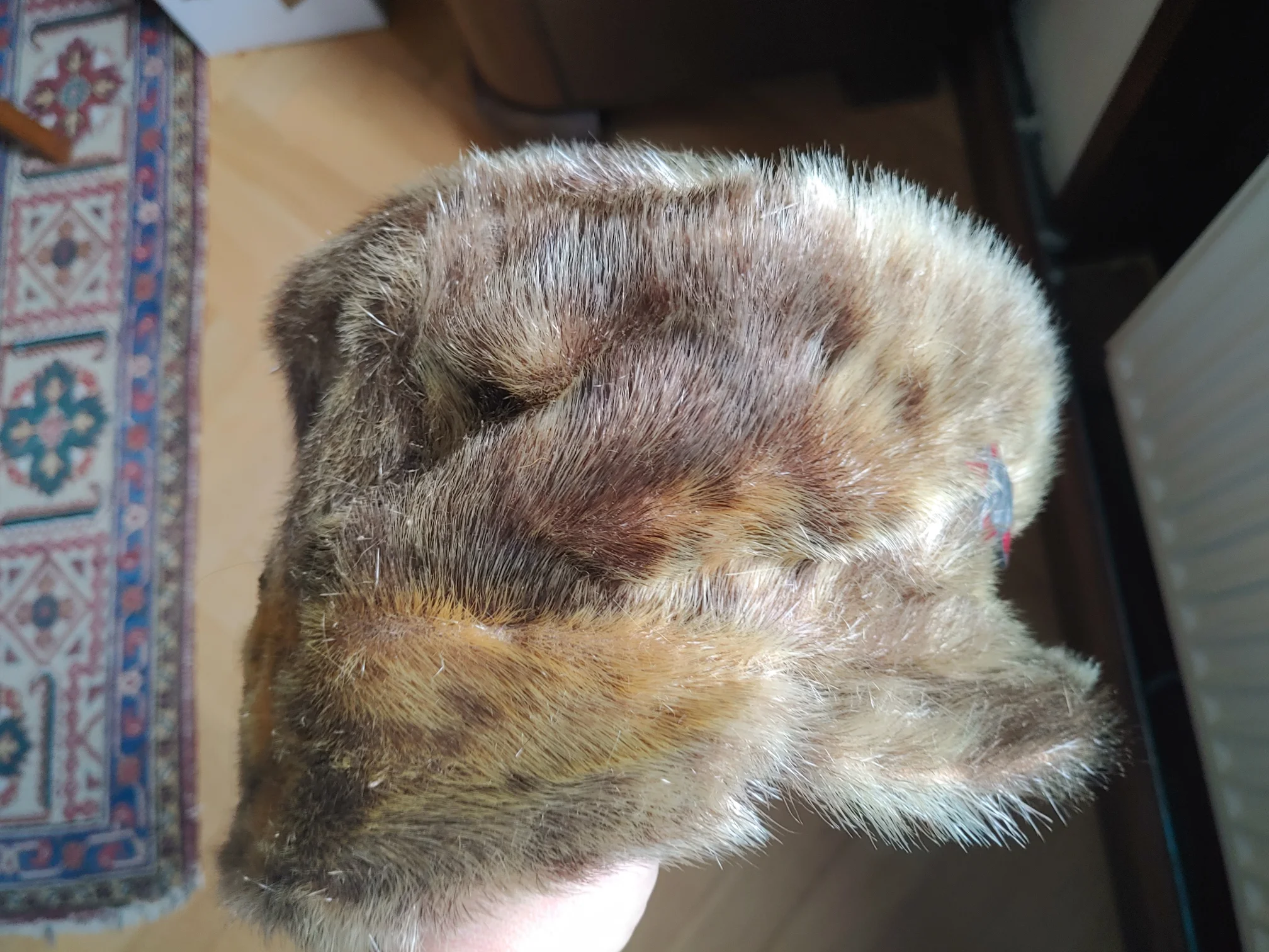 Mit heruntergeklappten Ohrenwärmern