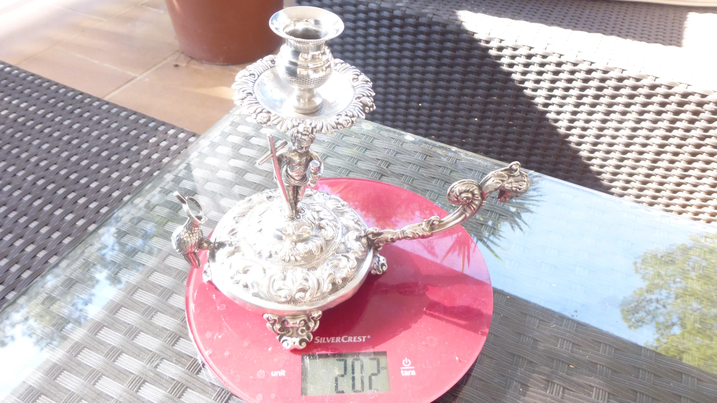 Gewicht mit Küchenwaage ca. 202 g 800er Silber
